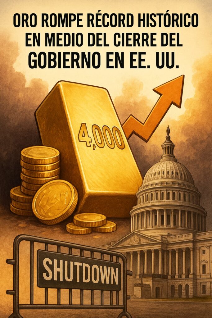 Lingote de oro con precio récord frente al Capitolio y señal de shutdown