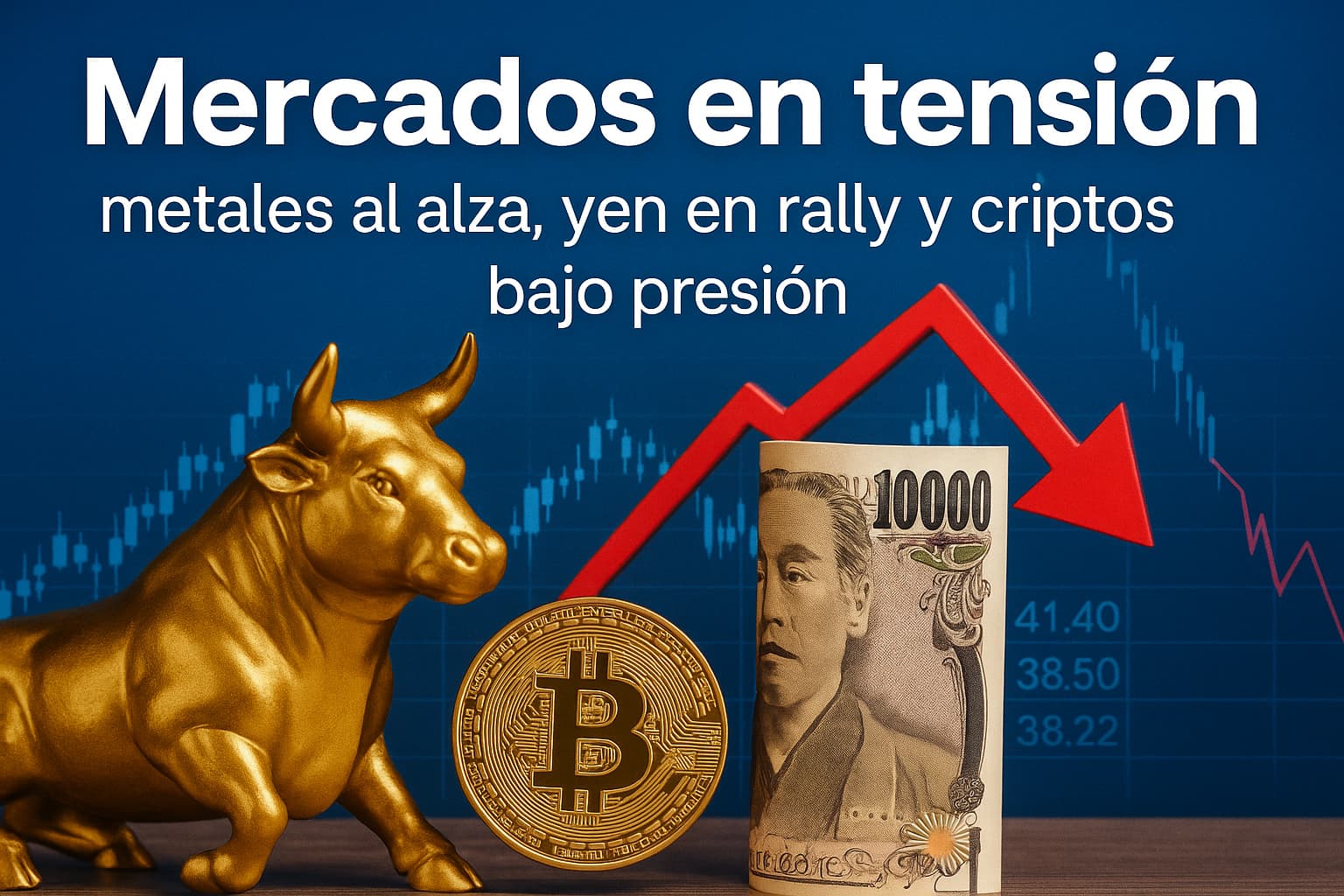 Mercados en tensión: metales al alza, yen en rally y criptos bajo presión